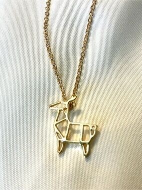 Geometric Llama Pendant Necklace in Gold